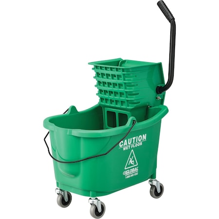 Global Industrial Mop Bucket and Wringer Combination, Green, Plastic 260594GN